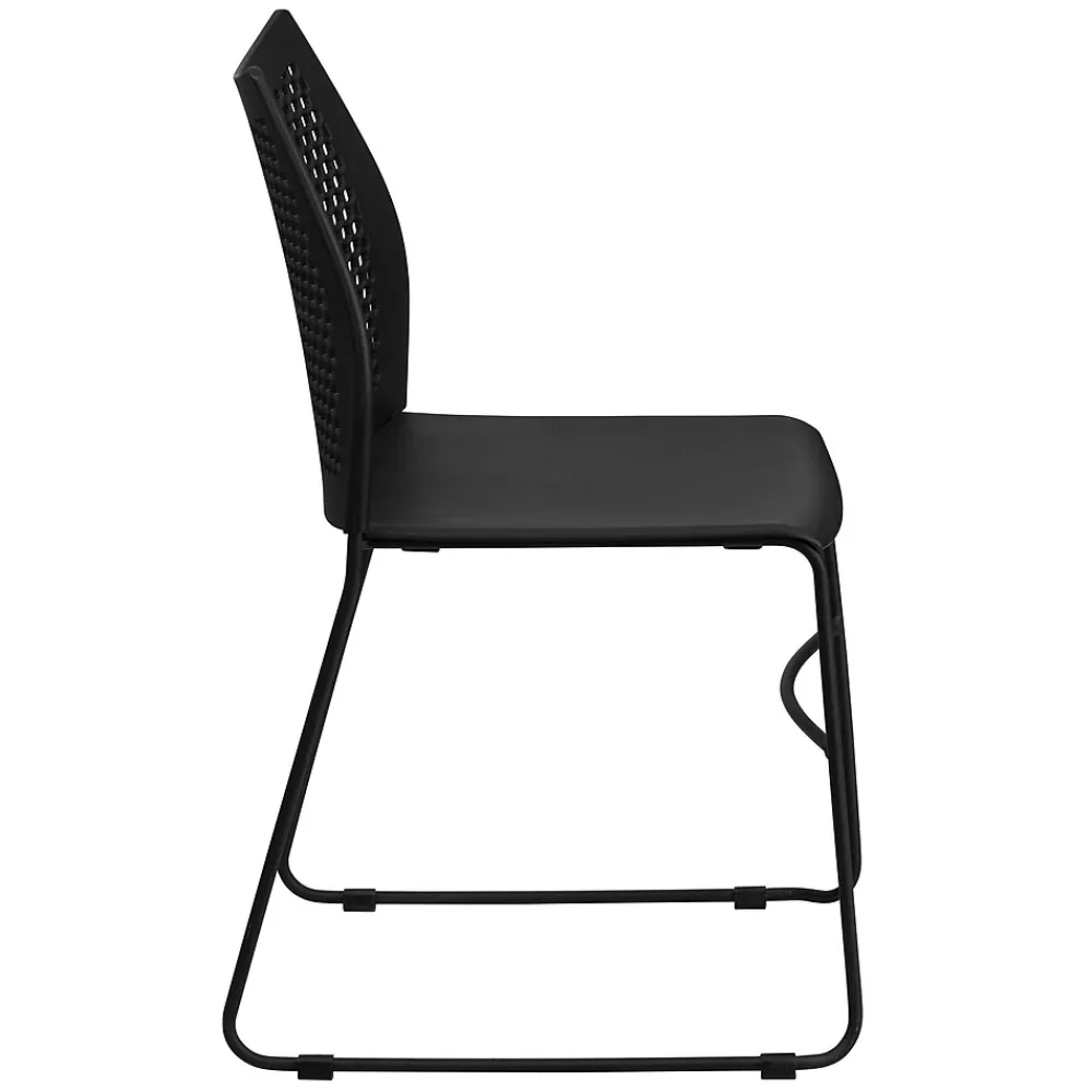 Folding & Stacking*Flash Furniture HERCULES Series Plastic Stack Chair with Air-Vent Back and Sled Base, Black (RUT498ABK)