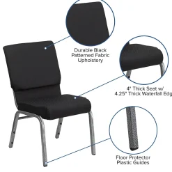 Folding & Stacking*Flash Furniture HERCULES Series Fabric Stacking Church Chair, Black Patterned/Silver Vein Frame (FCH185SVJP02)
