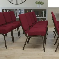 Folding & Stacking*Flash Furniture HERCULES Series Fabric Church Stacking Chair, Burgundy/Gold Vein Frame (FCH2214GV369)