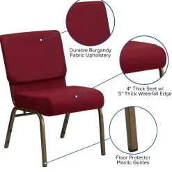 Folding & Stacking*Flash Furniture HERCULES Series Fabric Church Stacking Chair, Burgundy/Gold Vein Frame (FCH2214GV369)
