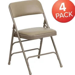 Folding & Stacking*Flash Furniture HERCULES™ Curved Triple Braced Vinyl Armless Folding Chair, Beige, 4/Pack (4HF3MC309AVBGE)