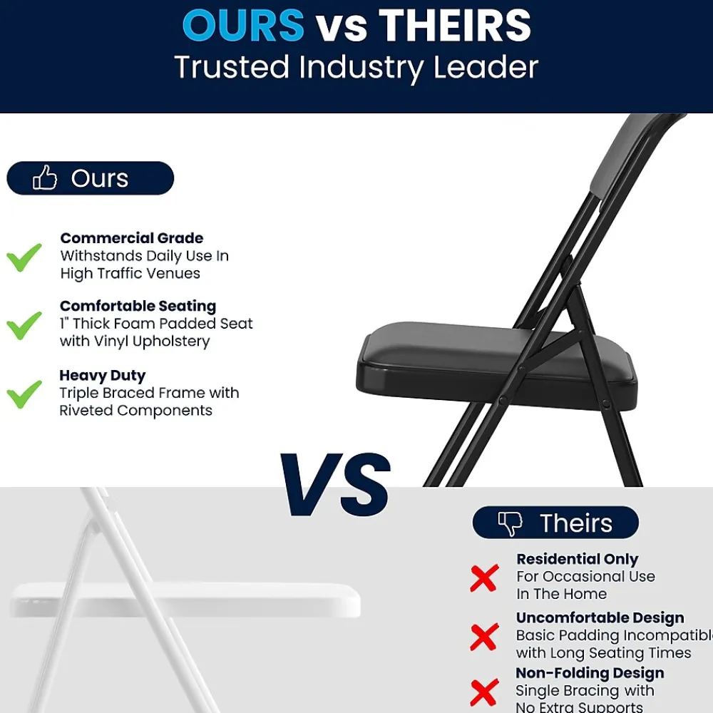 Folding & Stacking*Flash Furniture HERCULES Vinyl Upholstered Reception Chair, Black, 4/Pack (HA-MC309AV-BK-GG)