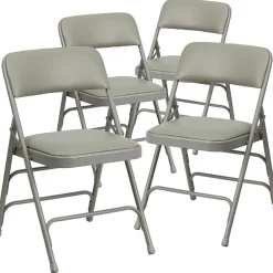 Folding & Stacking*Flash Furniture HERCULES™ Curved Triple Braced Vinyl Armless Folding Chair, Gray, 4/Pack