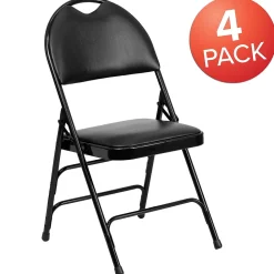 Folding & Stacking*Flash Furniture HERCULES™ Triple Braced Vinyl Armless Folding Chair, Black, 4/Pack (4HAMC705AV3BK)