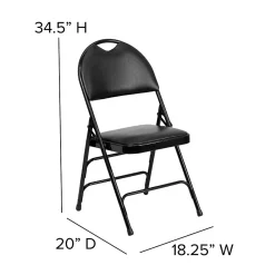Folding & Stacking*Flash Furniture HERCULES™ Triple Braced Vinyl Armless Folding Chair, Black, 4/Pack (4HAMC705AV3BK)
