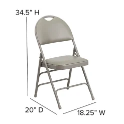 Folding & Stacking*Flash Furniture HERCULES™ Triple Braced Vinyl Armless Folding Chair, Gray, 4/Pack (4HAMC705AV3GY)