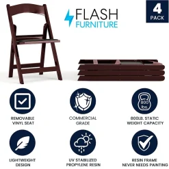 Folding & Stacking*Flash Furniture HERCULES™ Vinyl Armless Folding Chair, Red Mahogany, 4/Pack
