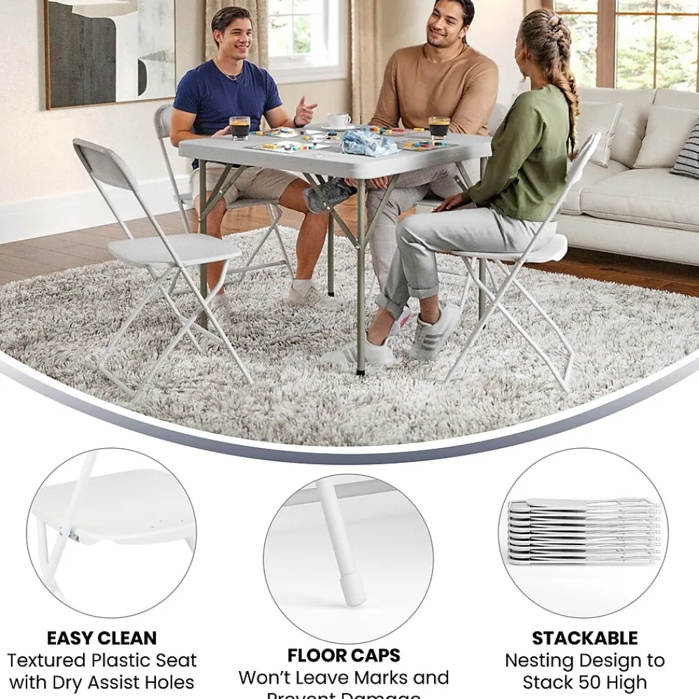 Folding & Stacking*Flash Furniture HERCULES Plastic Office Chair, White, 10/Pack (LE-L-3-WHITE-GG)