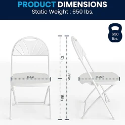 Folding & Stacking*Flash Furniture HERCULES™ Plastic Armless Folding Chair With Fan Back, White, 40/Pack (40LEL4WHITE)