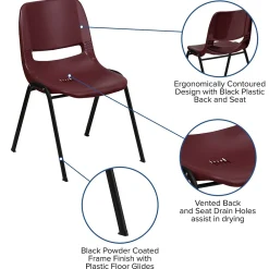 Folding & Stacking*Flash Furniture HERCULES Series Plastic Shell Stack Chair, Burgundy/Black (RUTEO1BY)