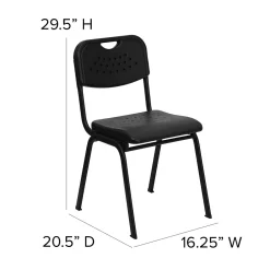 Folding & Stacking*Flash Furniture HERCULES Series Plastic Stack Chair with Open Back, Black (RUTGK01BK)