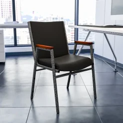 Folding & Stacking*Flash Furniture HERCULES Series Vinyl Stack Chair with Arms, Black (XU60154BKVYL)