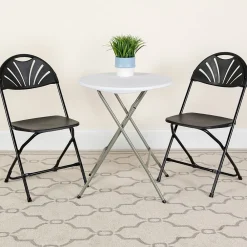 Folding & Stacking*Flash Furniture HERCULES Series 800 lb. Capacity Plastic Fan Back Folding Chair 8/Pack (8LEL4BK)