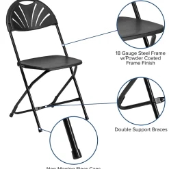 Folding & Stacking*Flash Furniture HERCULES Series 800 lb. Capacity Plastic Fan Back Folding Chair 8/Pack (8LEL4BK)