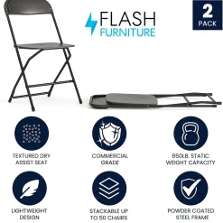 Folding & Stacking*Flash Furniture HERCULES Series Plastic Banquet/Reception Chair, Black, 2/Pack (2LEL3BLACK)