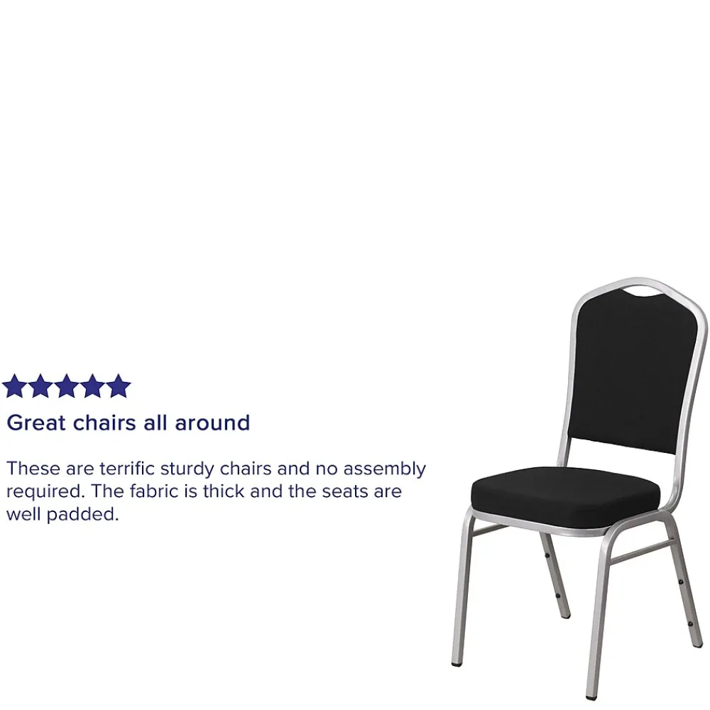 Folding & Stacking*Flash Furniture HERCULES Series Fabric Banquet Stacking Chair, Black/Silver Frame, 4 Pack (4FDC01S11)