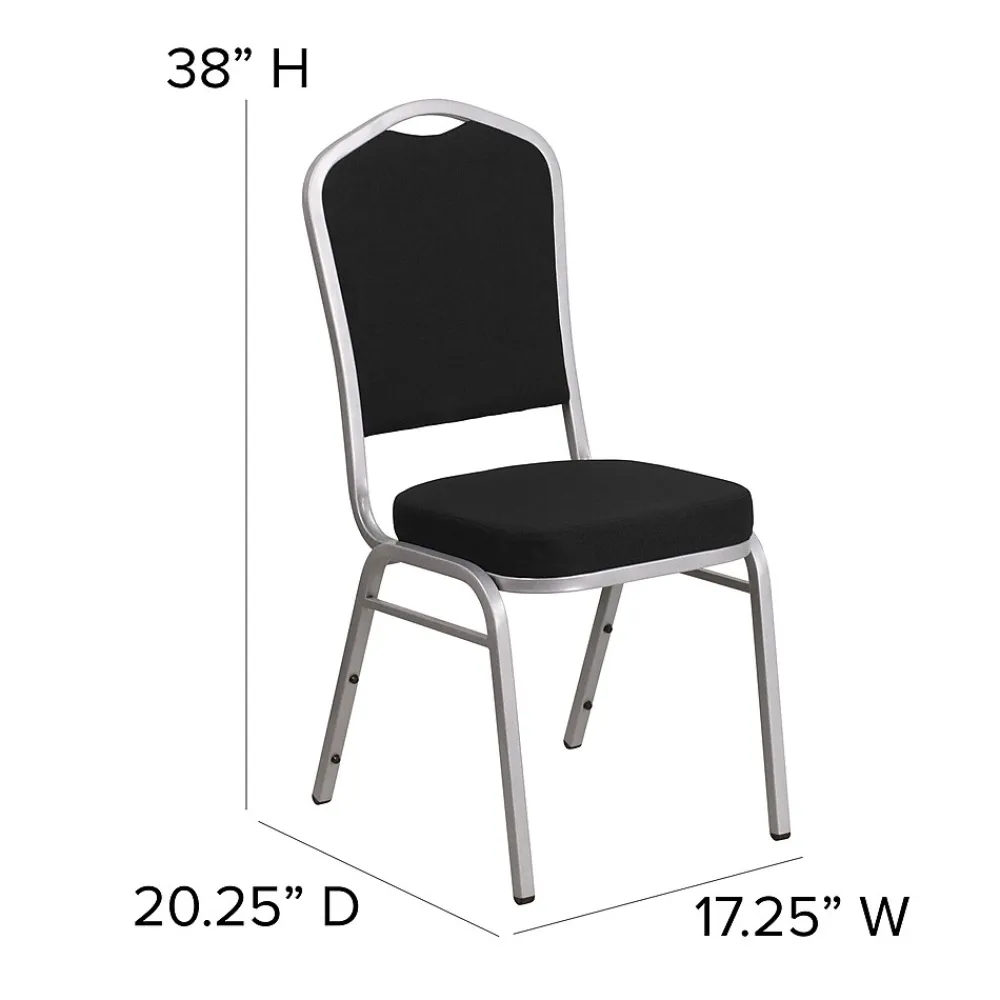 Folding & Stacking*Flash Furniture HERCULES Series Fabric Banquet Stacking Chair, Black/Silver Frame, 4 Pack (4FDC01S11)