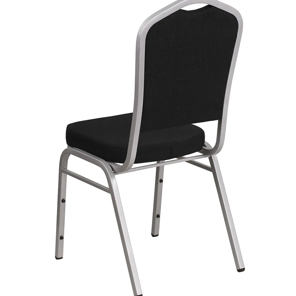 Folding & Stacking*Flash Furniture HERCULES Series Fabric Banquet Stacking Chair, Black/Silver Frame, 4 Pack (4FDC01S11)