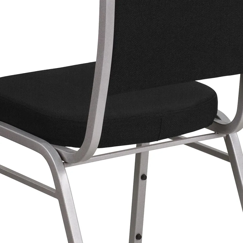 Folding & Stacking*Flash Furniture HERCULES Series Fabric Banquet Stacking Chair, Black/Silver Frame, 4 Pack (4FDC01S11)