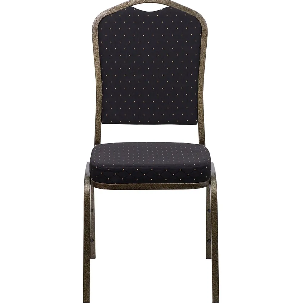 Folding & Stacking*Flash Furniture HERCULES Series Fabric Banquet Stacking Chair, Black Patterned/Gold Vein Frame, 4 Pack (4FDC01GVS0806)