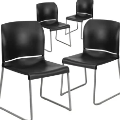 Folding & Stacking*Flash Furniture HERCULES Polypropylene Office Chair, Black, 4/Pack (RUT-238A-BK-GG)