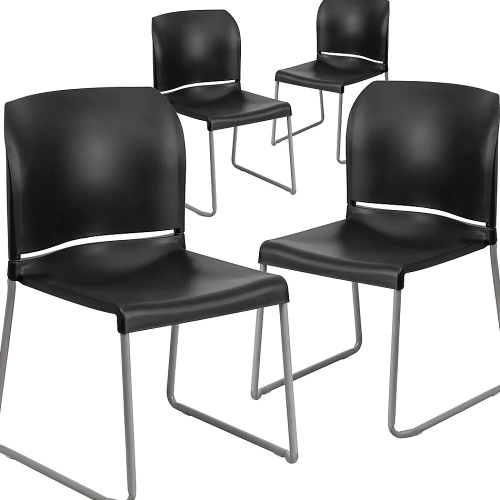 Folding & Stacking*Flash Furniture HERCULES Polypropylene Office Chair, Black, 4/Pack (RUT-238A-BK-GG)