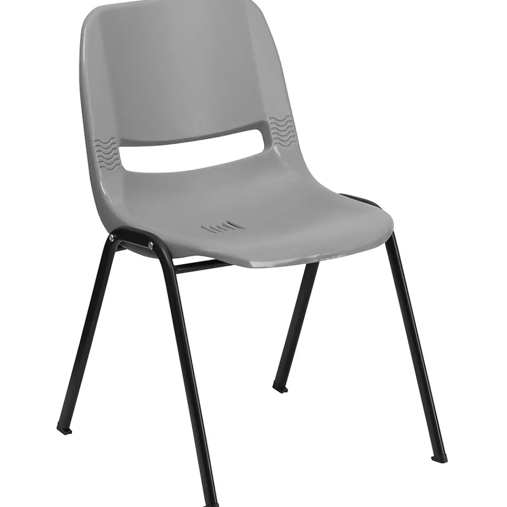 Folding & Stacking*Flash Furniture HERCULES Series Plastic Shell Stack Chair, Gray/Black (RUTEO1GY)