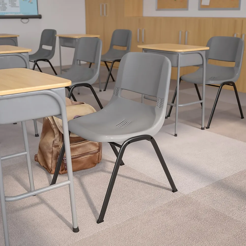 Folding & Stacking*Flash Furniture HERCULES Series Plastic Shell Stack Chair, Gray/Black (RUTEO1GY)