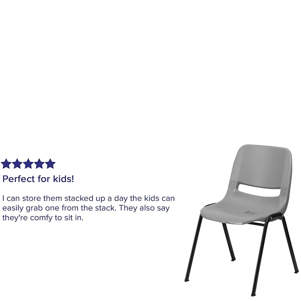 Folding & Stacking*Flash Furniture HERCULES Series Plastic Shell Stack Chair, Gray/Black (RUTEO1GY)