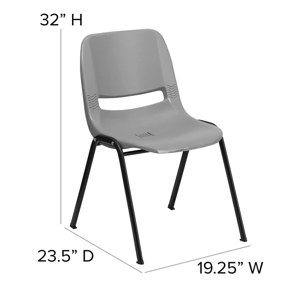 Folding & Stacking*Flash Furniture HERCULES Series Plastic Shell Stack Chair, Gray/Black (RUTEO1GY)
