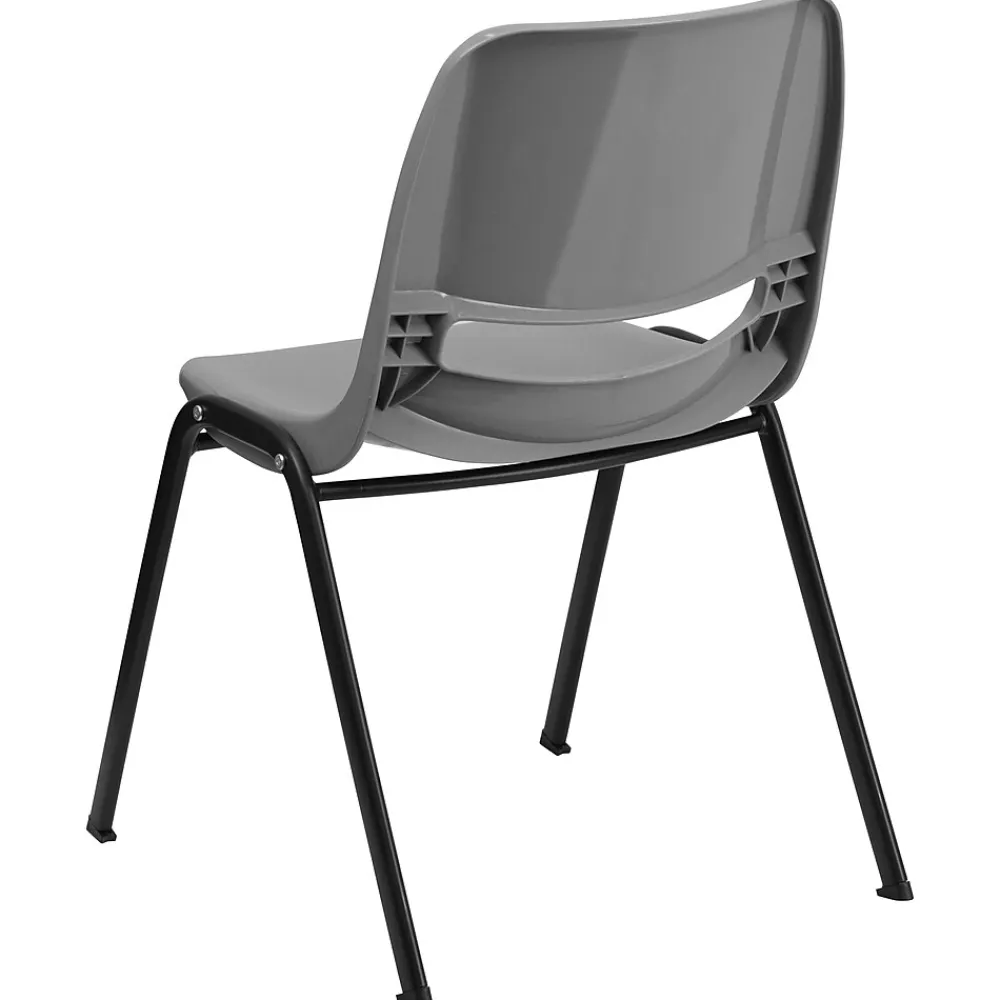 Folding & Stacking*Flash Furniture HERCULES Series Plastic Shell Stack Chair, Gray/Black (RUTEO1GY)