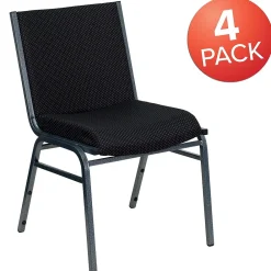 Folding & Stacking*Flash Furniture HERCULES Series Fabric Heavy Duty Stack Chair, Black Dot, 4 Pack (4XU60153BK)