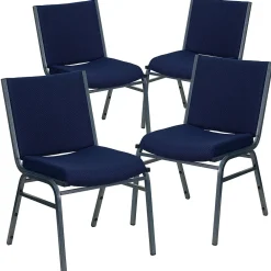 Folding & Stacking*Flash Furniture HERCULES Series Fabric Heavy Duty Stack Chair, Navy Blue Dot, 4 Pack (4XU60153NVY)