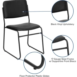 Folding & Stacking*Flash Furniture HERCULES Series Vinyl Stacking Chair with Sled Base, Black (XU8700BLKBVYL30)