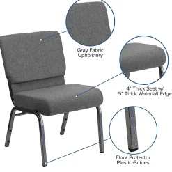 Folding & Stacking*Flash Furniture HERCULES Series Fabric Stacking Church Chair, Gray/Silver Vein Frame (XUCH0221GYSV)