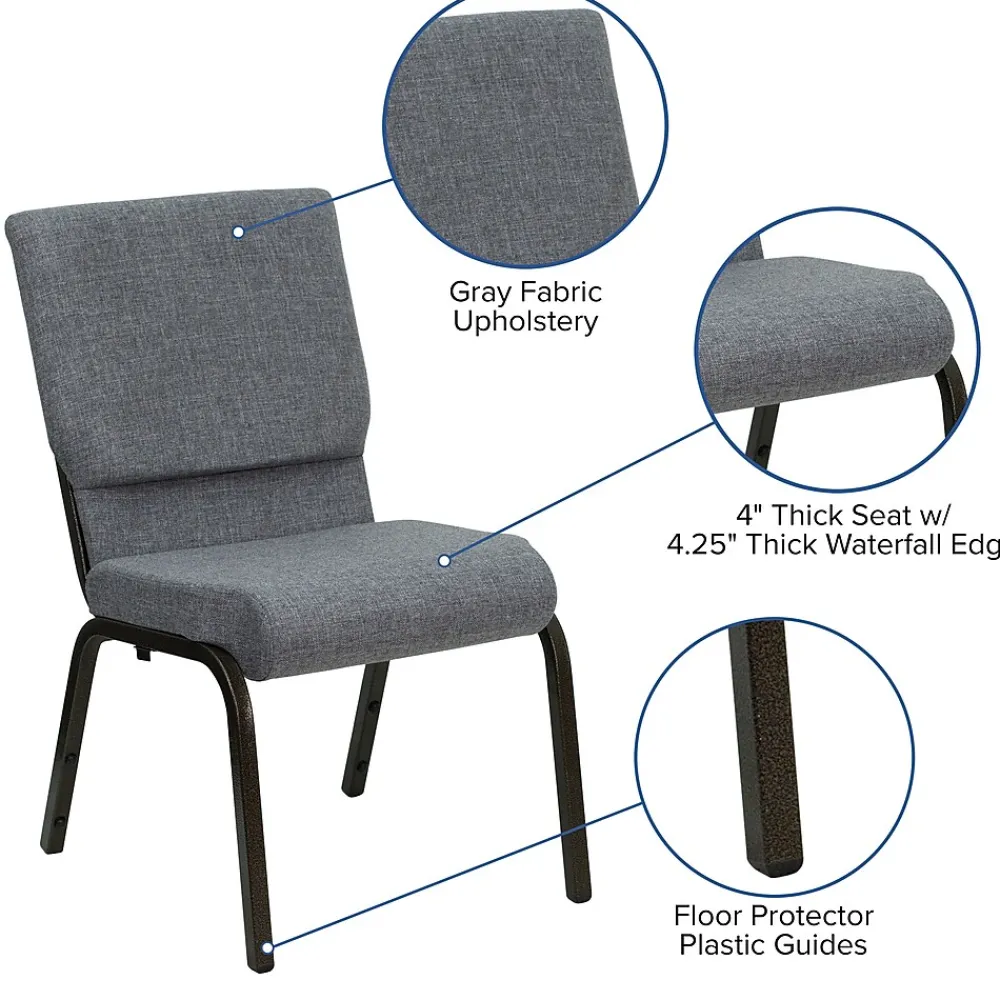 Folding & Stacking*Flash Furniture HERCULES Series Fabric Stacking Church Chair, Gray/Gold Vein Frame (XUCH60096BEIJGY)