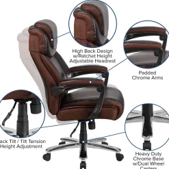 Office Chairs*Flash Furniture Hercules Series Ergonomic LeatherSoft Swivel Big & Tall Executive Office Chair, Brown (GO2223BN)