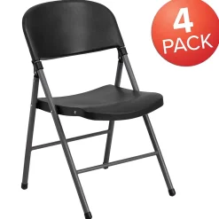 Folding & Stacking*Flash Furniture HERCULES™ Plastic Armless Folding Chair With Charcoal Frame, Black, 4/Pack