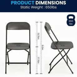 Folding & Stacking*Flash Furniture HERCULES™ Plastic Armless Folding Chair, Black, 20/Pack