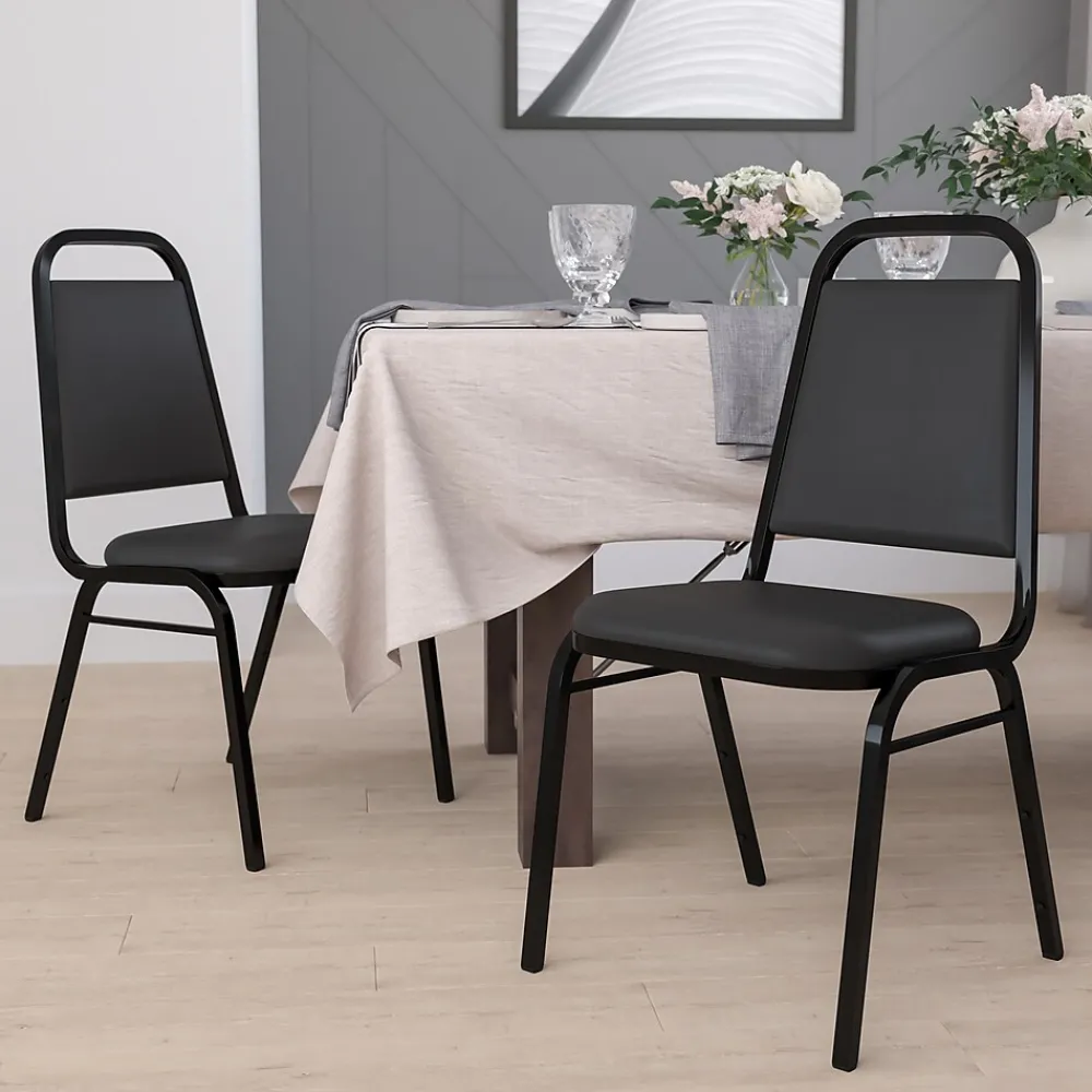Folding & Stacking*Flash Furniture HERCULES Series Vinyl Banquet Stacking Chair, Black, 4 Pack (4FDBHF2BKVYL)