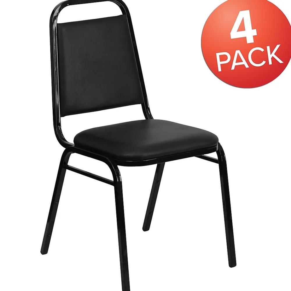 Folding & Stacking*Flash Furniture HERCULES Series Vinyl Banquet Stacking Chair, Black, 4 Pack (4FDBHF2BKVYL)