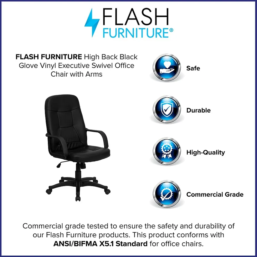 Office Chairs*Flash Furniture Holly Vinyl Swivel High Back Executive Office Chair, Black (H8021)