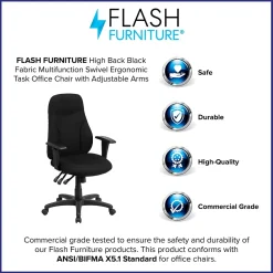 Office Chairs*Flash Furniture Hughes Ergonomic Fabric Swivel High Back Task Office Chair, Black (BT90297HA)