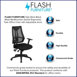 Office Chairs*Flash Furniture Ivan Ergonomic Mesh Swivel High Back Multifunction Task Office Chair, Black (HL0017)