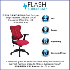 Office Chairs*Flash Furniture Kale Ergonomic Mesh Swivel High Back Executive Office Chair, Burgundy (BLZP806BY)