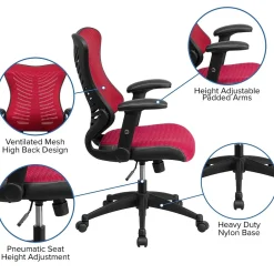 Office Chairs*Flash Furniture Kale Ergonomic Mesh Swivel High Back Executive Office Chair, Burgundy (BLZP806BY)