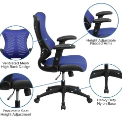 Office Chairs*Flash Furniture Kale Ergonomic Mesh Swivel High Back Executive Office Chair, Blue (BLZP806BL)