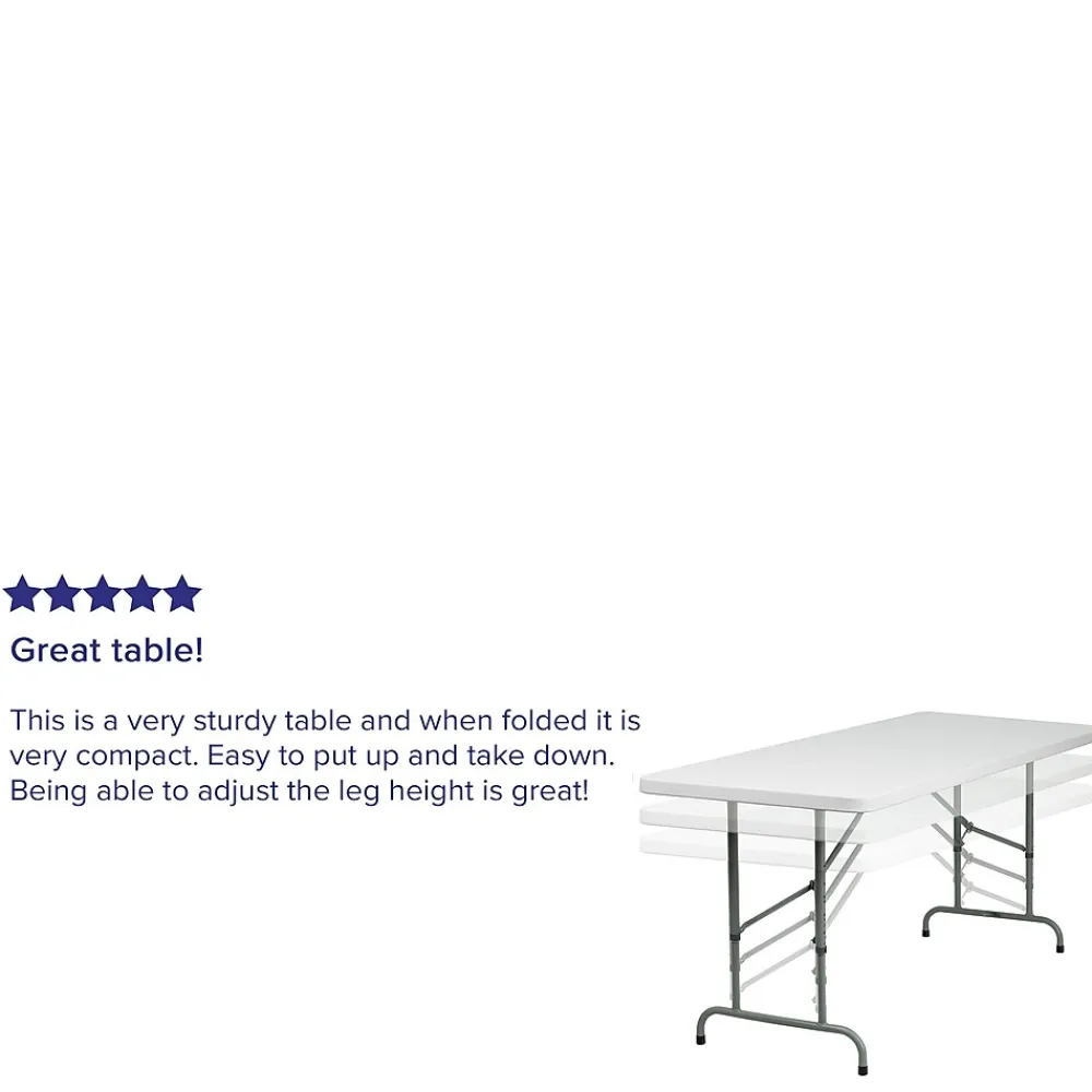 Folding Tables*Flash Furniture Kathryn Folding Table, 72" x 30", Granite White (RB3072ADJ)