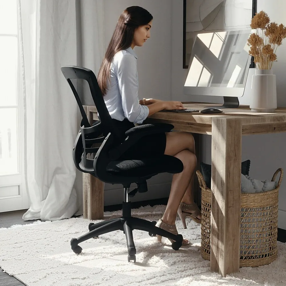 Office Chairs*Flash Furniture Kelista Ergonomic Mesh Swivel Mid-Back Task Office Chair, Black (BLX5MBK)
