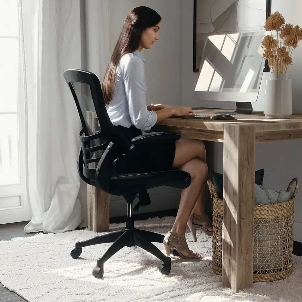 Office Chairs*Flash Furniture Kelista Ergonomic LeatherSoft/Mesh Swivel Mid-Back Task Office Chair, Black (BLX5MLEA)